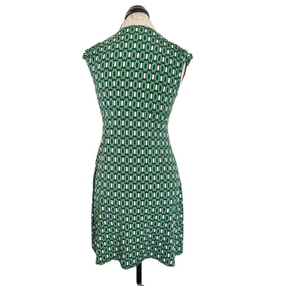 Kiara Womens Dress Size Small Short Sleeve Green Geometric Knot Mini Stretch - Picture 3 of 12